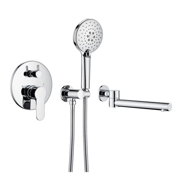 RAINLEX Single-Handle Wall Mount Roman Tub Faucet with Swivel Tub Spout and Rough-in Valve in Chrome