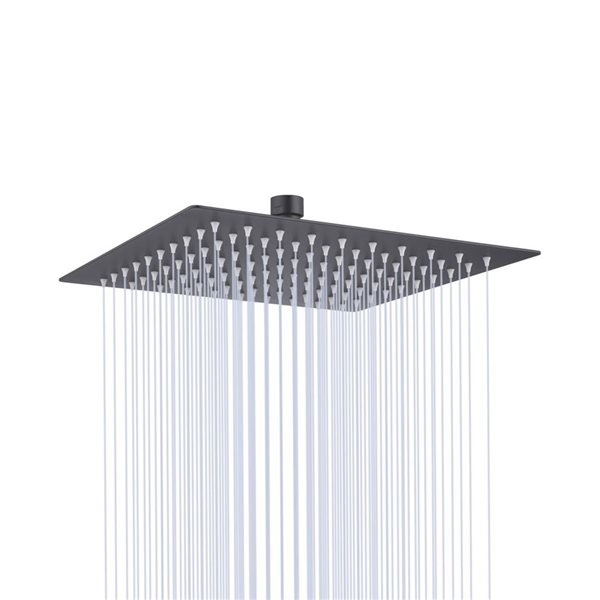 RAINLEX 8-in Square Ultra-Thin Rain Fixed Shower Head in Matte Black ...