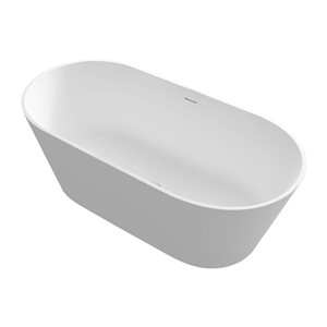 RAINLEX 63-in Shaped Stone Resin Freestanding Tubs, Solid Surface White Soaking Tub