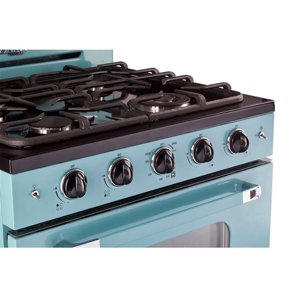 Unique Classic Retro 30-in 3.9-ft³ 4-Burner Gas Range with Convection Oven - Ocean Mist Turquoise