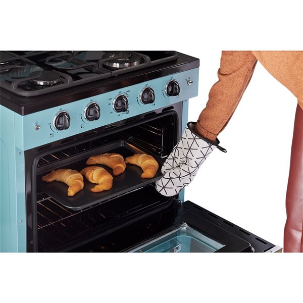 Unique Classic Retro 30-in 3.9-ft³ 4-Burner Gas Range with Convection Oven - Ocean Mist Turquoise