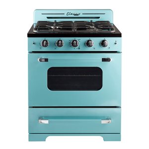 Unique Classic Retro 30-in 3.9-ft³ 4-Burner Gas Range with Convection Oven - Ocean Mist Turquoise