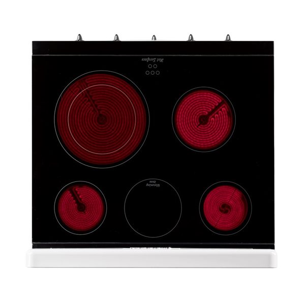 Cuisinière électrique 30 po Classic Rétro Unique 5 éléments four convection 3,9 pi³ et témoin de surface chaude, blanc