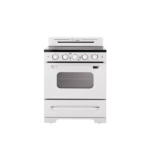 Unique Classic Retro 30-in 5-Element Electric Range w/ 3.9 ft³ Convection Oven and Hot Surface Indicator - Marshmallow White