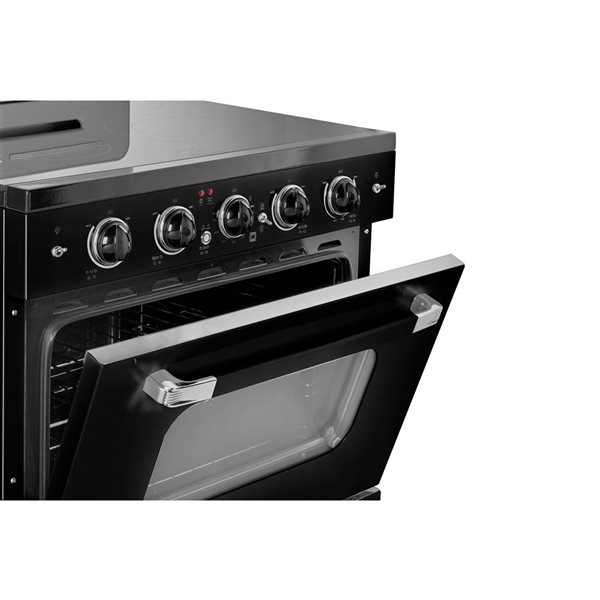 Unique Classic Retro 30-in 5-Element Electric Range w/ 3.9 ft³ Convection Oven and Hot Surface Indicator - Midnight Black