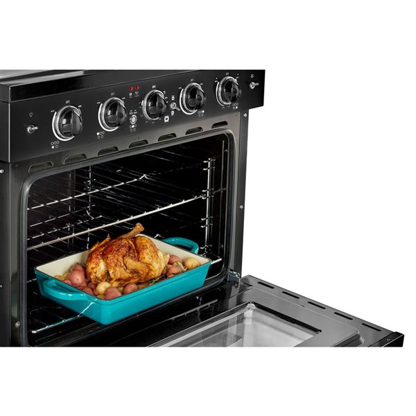 Unique Classic Retro 30-in 5-Element Electric Range w/ 3.9 ft³ Convection Oven and Hot Surface Indicator - Midnight Black