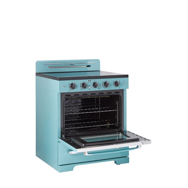 Unique Classic Retro 30-in 5-Element Electric Range w/ 3.9 ft³ Convection Oven and Hot Surface Indicator - Ocean Mist Turquoise