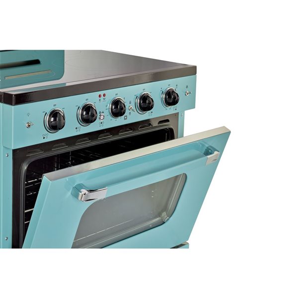 Unique Classic Retro 30-in 5-Element Electric Range w/ 3.9 ft³ Convection Oven and Hot Surface Indicator - Ocean Mist Turquoise