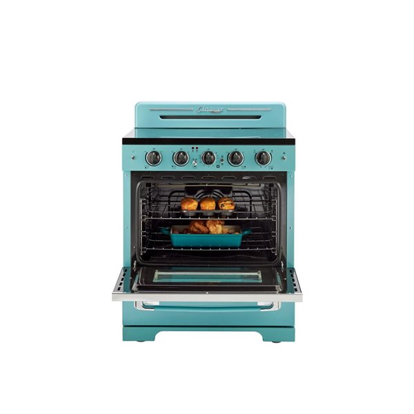 Unique Classic Retro 30-in 5-Element Electric Range w/ 3.9 ft³ Convection Oven and Hot Surface Indicator - Ocean Mist Turquoise