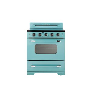 Cuisinière électrique 30 po Classic Rétro Unique 5 éléments four convection 3,9 pi³ et témoin surface chaude, turquoise