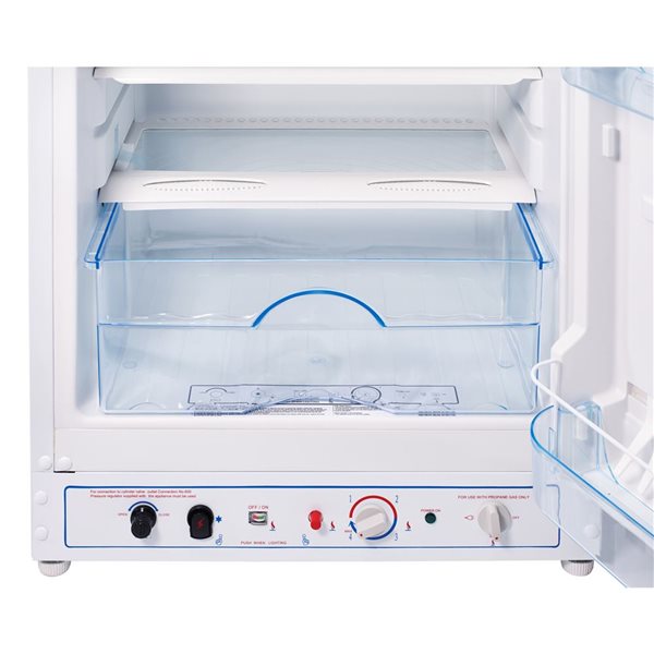 Unique Off-Grid 24-in 9.7-ft³ Propane Top Freezer Refrigerator w CO Alarming Devic - White