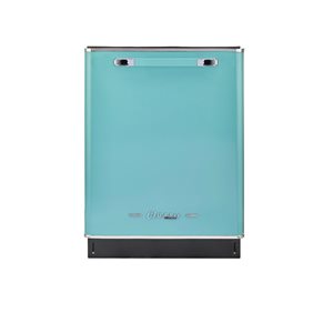 Lave-vaisselle encastré 24 po brume marine turquoise Classic Rétro Unique à cuve en acier inoxydable, 45 dBa