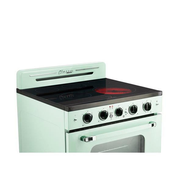 Unique Classic Retro 30-in 5-Element Electric Range w/ 3.9 ft³ Convection Oven and Hot Surface Indicator - Summer Mint Green