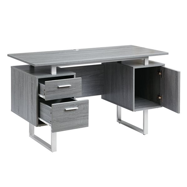 Techni Mobili Modern Office Desk with Storage - Grey