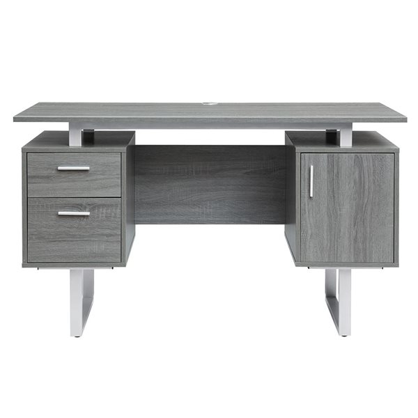 Techni Mobili Modern Office Desk with Storage - Grey