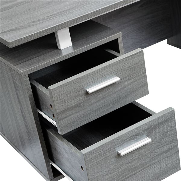 Techni Mobili Modern Office Desk with Storage - Grey