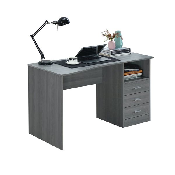 Techni Mobili Classic Computer Desk with Multiple Drawers - Grey