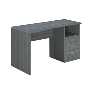 Bureau d'ordinateur classique Techni Mobili à plusieurs tiroirs, gris