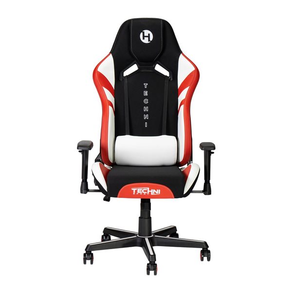 Chaise de jeu Echo TSF72 Techni Sport, noir avec rouge et blanc