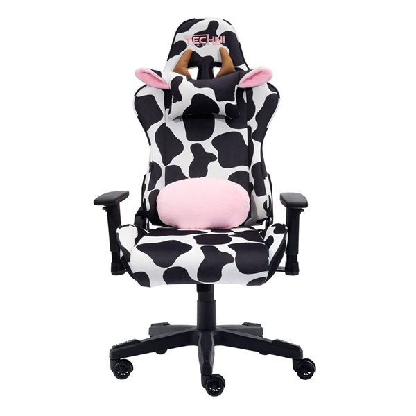 Chaise de jeu à imprimé de vache gamme LUXX TS85 Techni, noir