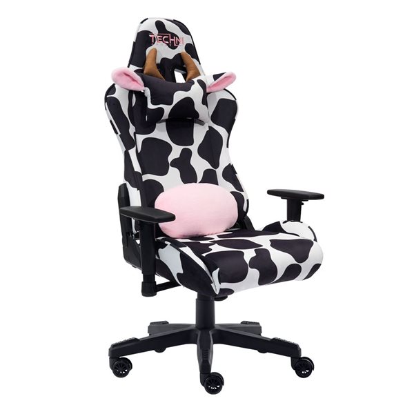 Chaise de jeu à imprimé de vache gamme LUXX TS85 Techni, noir