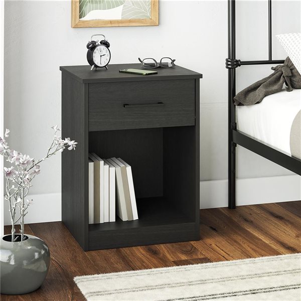 Ameriwood Home BrEZ Build Pearce Nightstand with Drawer - Black Oak