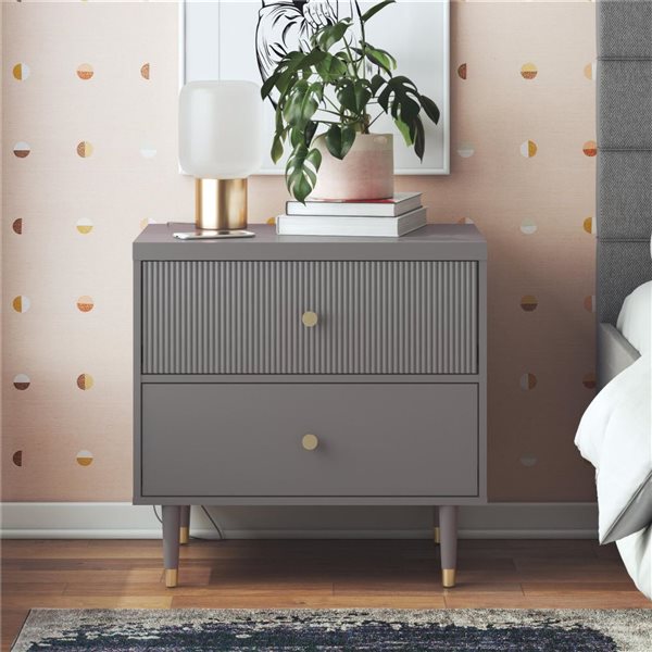 CosmoLiving by Cosmopolitan Elizabeth Nightstand - Graphite Grey