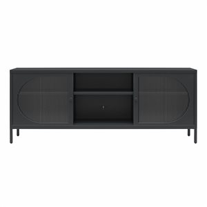 Mr. Kate Luna Metal TV Stand with Fluted Glass for 65-in Televisions - Black