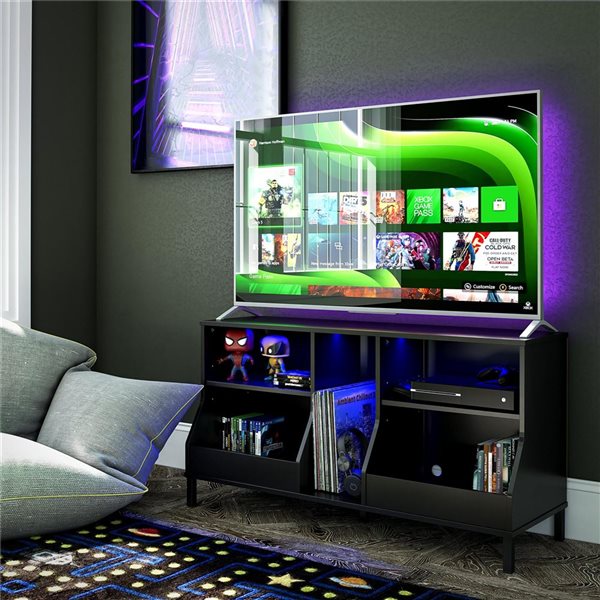 NTense Falcon Youth Gaming TV Stand w/ARGB LED Lights - Black