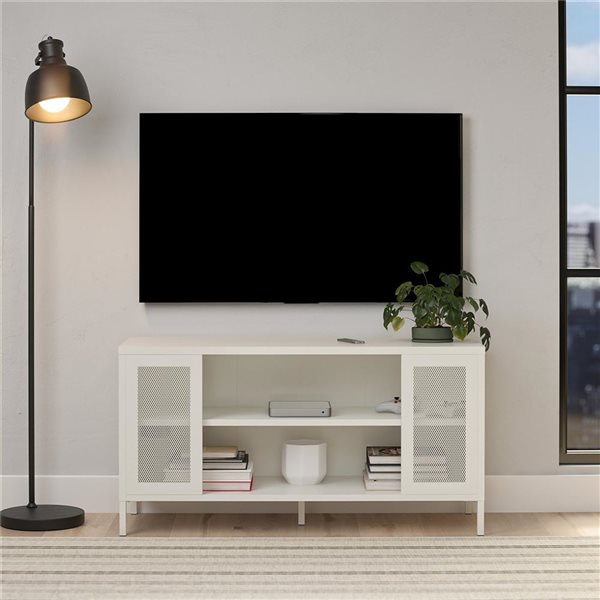 Systembuild Evolution Sunset District Metal TV Stand for Televisions up to 50-in - Soft White