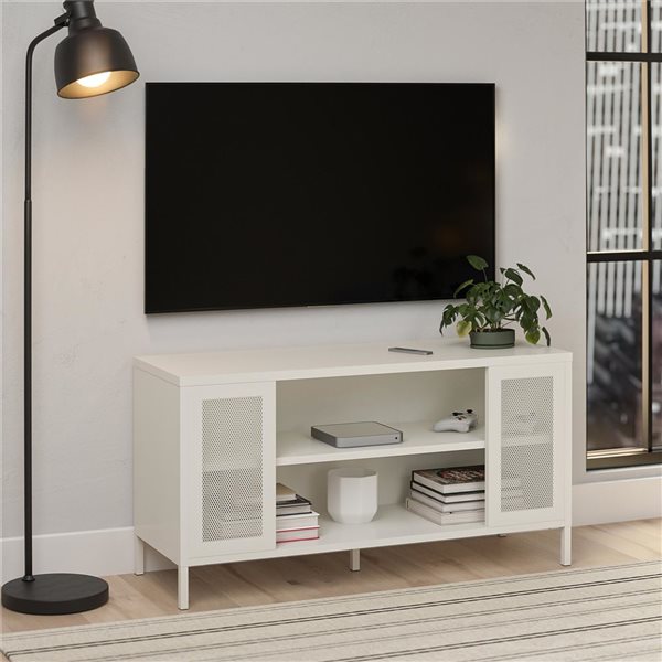 Systembuild Evolution Sunset District Metal TV Stand for Televisions up to 50-in - Soft White