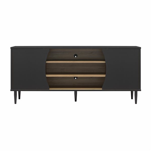 Console multimédia Delmar d'Ameriwood Home pour téléviseurs de 65 po ou moins, noir et naturel