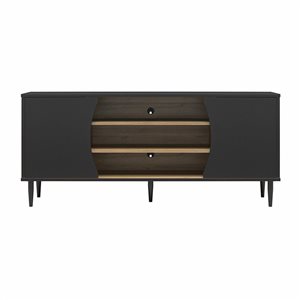 Console multimédia Delmar d'Ameriwood Home pour téléviseurs de 65 po ou moins, noir et naturel