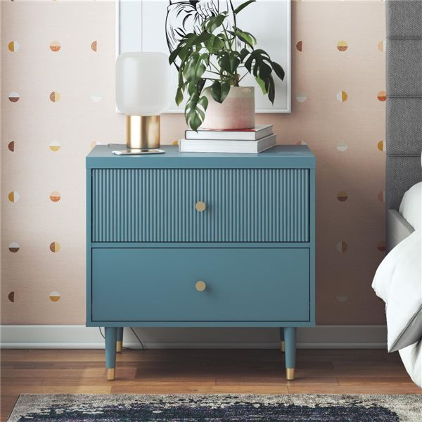 CosmoLiving by Cosmopolitan Elizabeth Nightstand - Smoke Blue