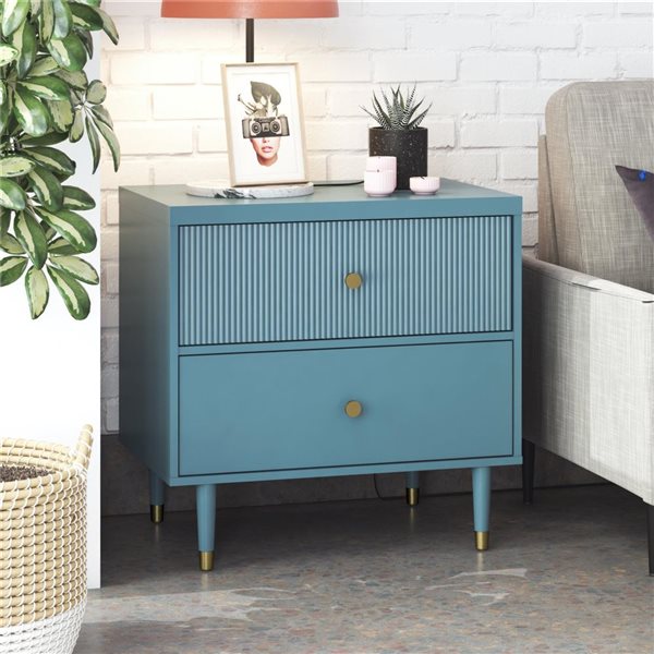 CosmoLiving by Cosmopolitan Elizabeth Nightstand - Smoke Blue