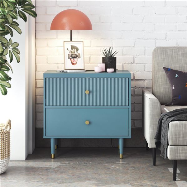 CosmoLiving by Cosmopolitan Elizabeth Nightstand - Smoke Blue