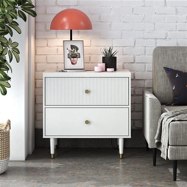 CosmoLiving by Cosmopolitan Elizabeth Nightstand - White