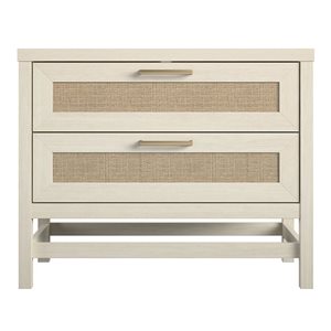 Ameriwood Home Lennon 2 Drawer Nightstand - Ivory Oak and Faux Rattan