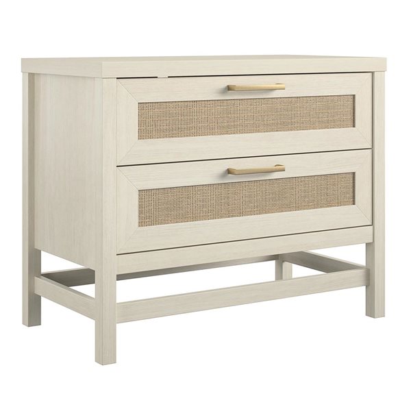 Ameriwood Home Lennon 2 Drawer Nightstand - Ivory Oak and Faux Rattan