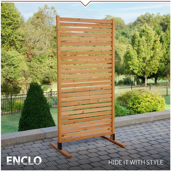 Enclo Privacy Screens Tiaga 6 x 3-ft Freestanding or Surface Mounted Slatted Wood Fence Panel
