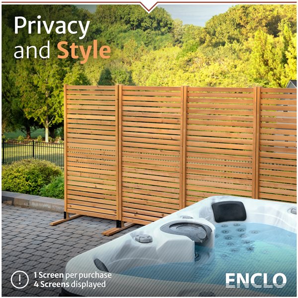 Enclo Privacy Screens Tiaga 6 x 3-ft Freestanding or Surface Mounted Slatted Wood Fence Panel