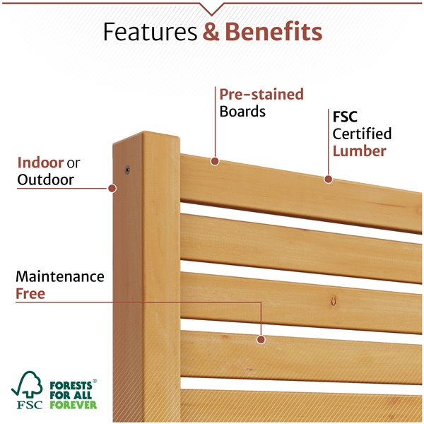 Enclo Privacy Screens Tiaga 6 x 3-ft Freestanding or Surface Mounted Slatted Wood Fence Panel