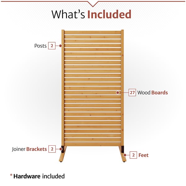 Enclo Privacy Screens Tiaga 6 x 3-ft Freestanding or Surface Mounted Slatted Wood Fence Panel
