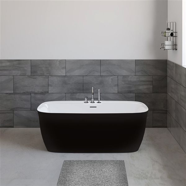 Baignoire autoportante rectangle Panya de A&E Bath & Shower 32 l. x 63 po L. en acrylique noir