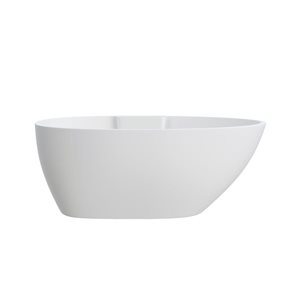A&E Bath and Shower Hadiya 30 W x 56-in L White/Black Acrylic Oval Centre Drain Freestanding Soaking Bathtub