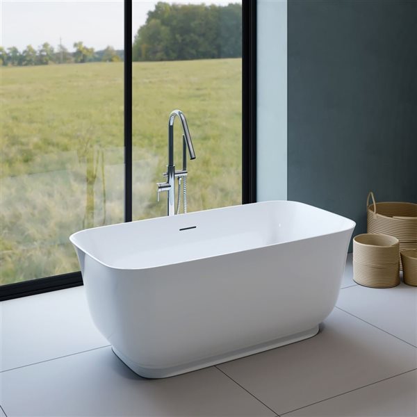 Baignoire autoportante rectangle Mina de A&E Bath & Shower 30 l. x 59 po L. en acrylique blanc