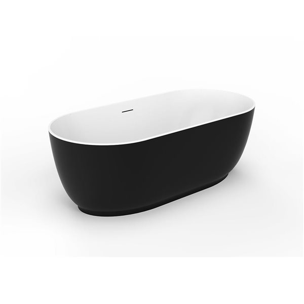 A&E Bath & Shower Jorimi 31 W x 59-in L Matte Black Acrylic Oval Freestanding Soaking Bathtub