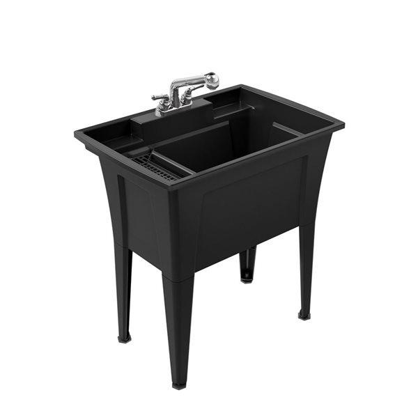 A&E Bath & Shower Jewel 32 L x 22-in W Black Polypropylène Utility Sink - Faucet Included