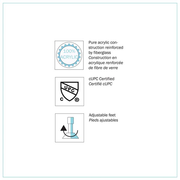 A&E Bath & Shower Sunna 32 W x 60-in L White Acrylic Rectangular Freestanding Left-Corner Bathtub