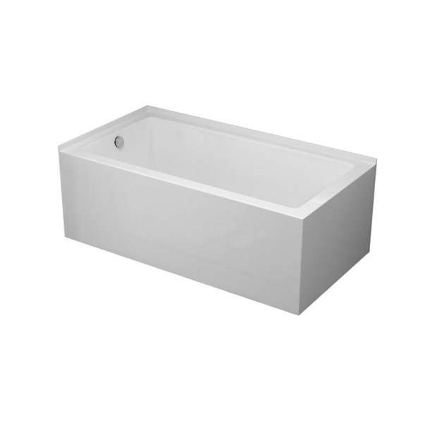 A&E Bath & Shower Sunna 32 W x 60-in L White Acrylic Rectangular Freestanding Left-Corner Bathtub